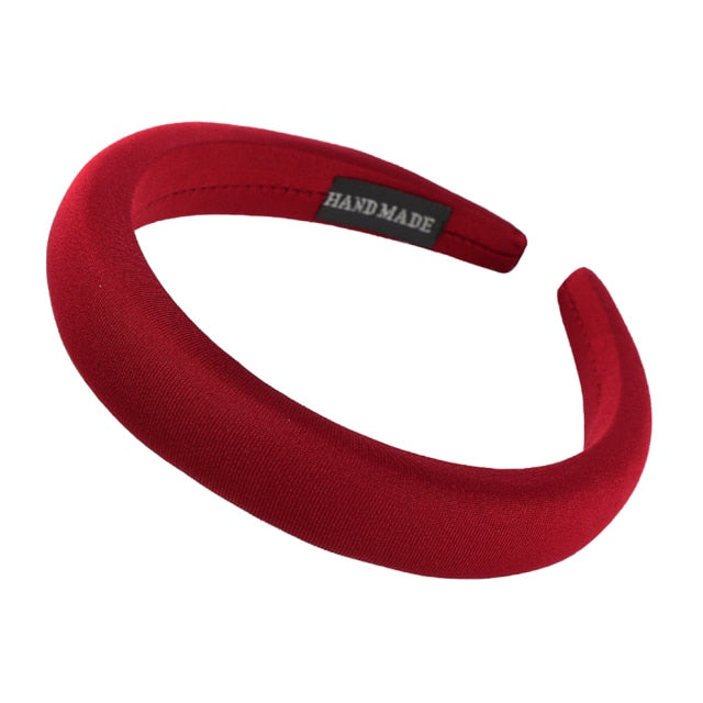 Bezel Head Silk Padded Headband for Women Solid Thick Hair Hoop - KiwisLove