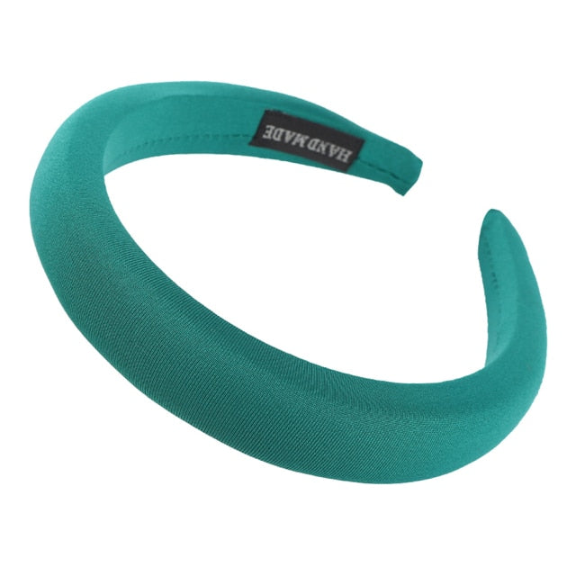 Bezel Head Silk Padded Headband for Women Solid Thick Hair Hoop - KiwisLove