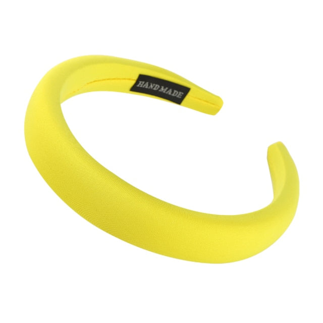 Bezel Head Silk Padded Headband for Women Solid Thick Hair Hoop - KiwisLove