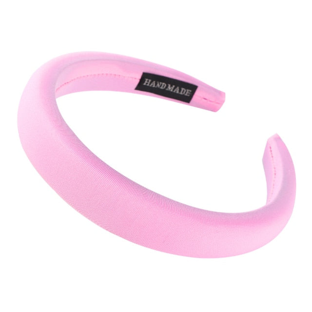 Bezel Head Silk Padded Headband for Women Solid Thick Hair Hoop - KiwisLove