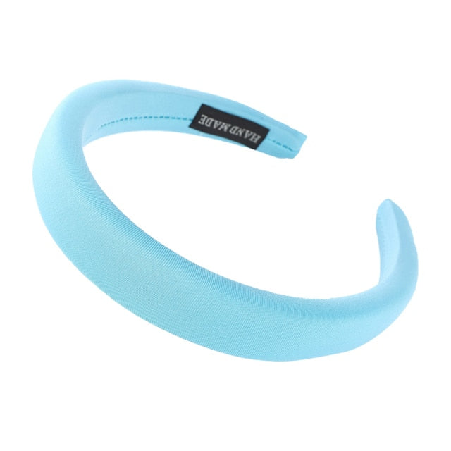 Bezel Head Silk Padded Headband for Women Solid Thick Hair Hoop - KiwisLove