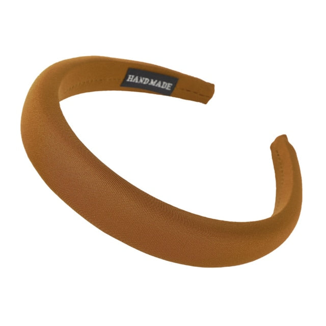 Bezel Head Silk Padded Headband for Women Solid Thick Hair Hoop - KiwisLove