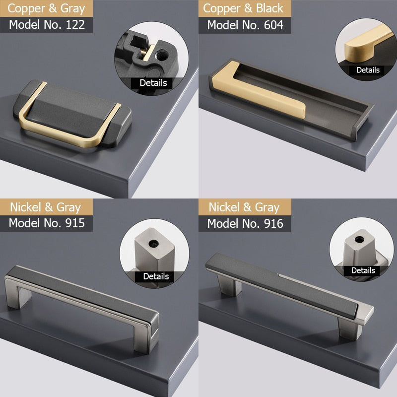 Modern Gold Gray Kitchen Handle Cabinet Knobs and Handles - KiwisLove