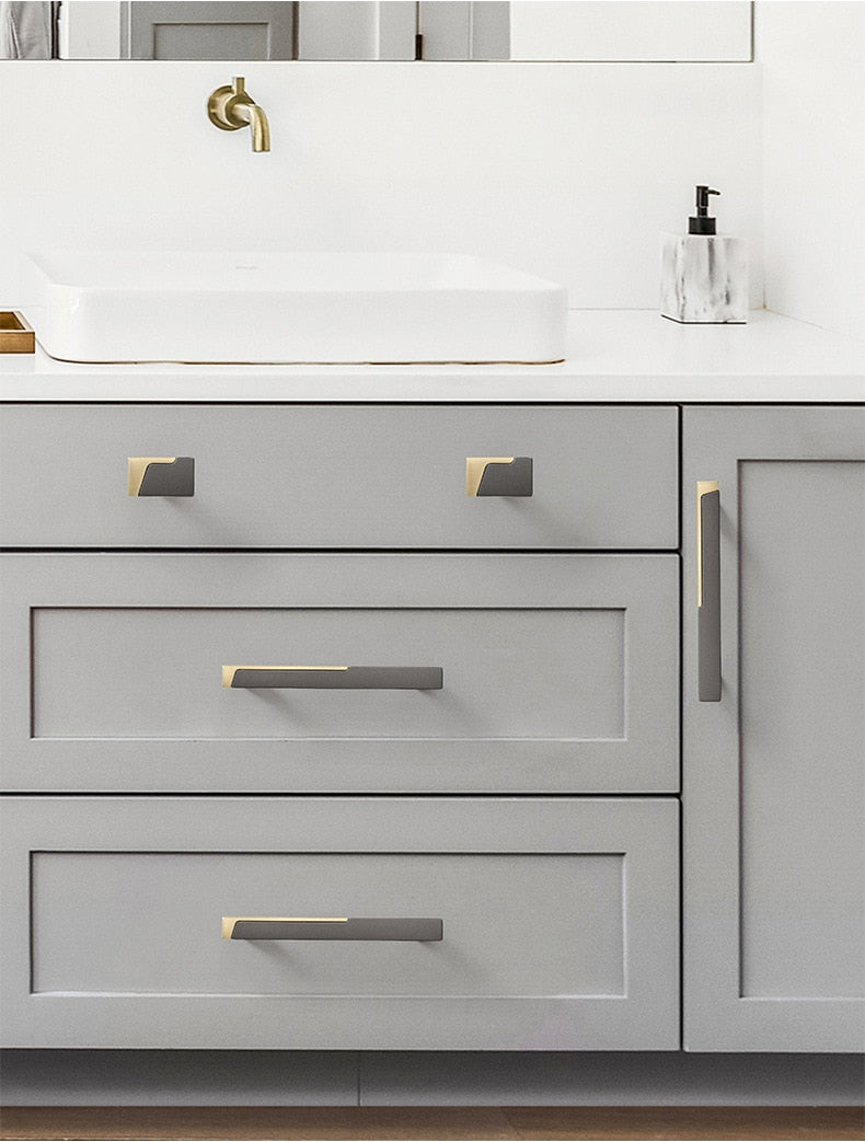 Modern Gold Gray Kitchen Handle Cabinet Knobs and Handles - KiwisLove