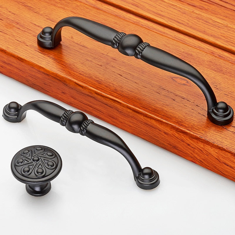 American Style Black Zinc Alloy Handles Cabinet Drawer Knobs - KiwisLove