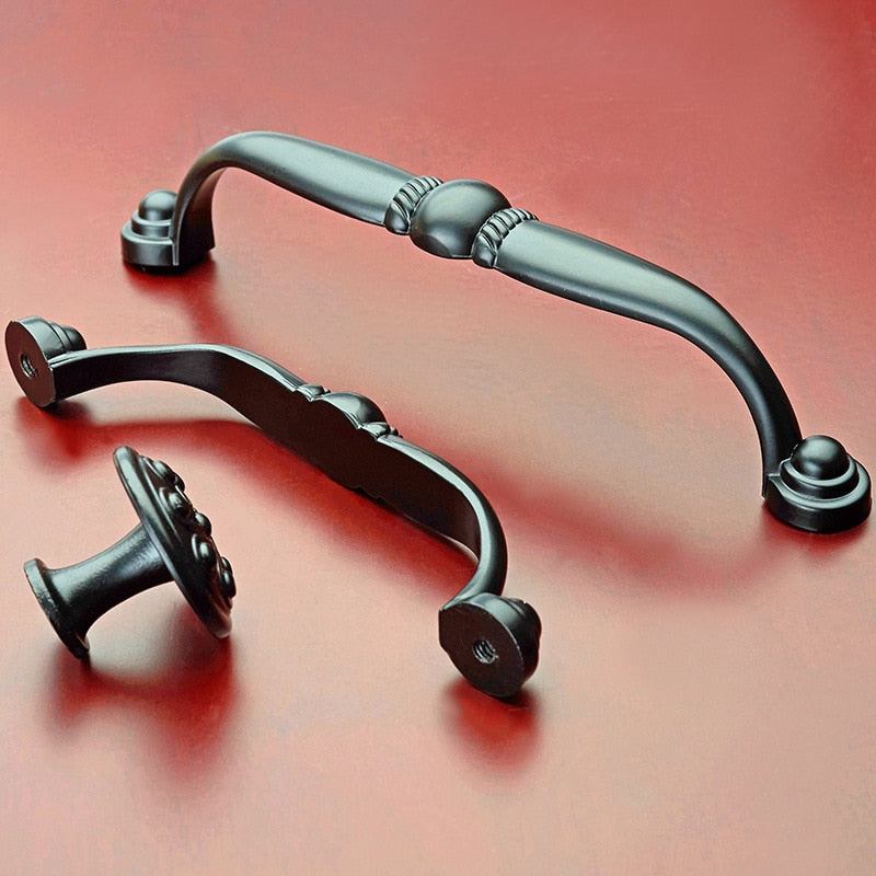 American Style Black Zinc Alloy Handles Cabinet Drawer Knobs - KiwisLove