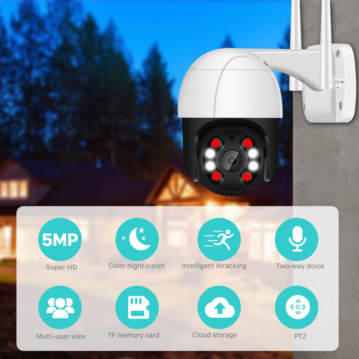 2MP/5MP PTZ Wifi Camera Outdoor HD 4X Zoom Ai Human Detect Auto Tracking - KiwisLove