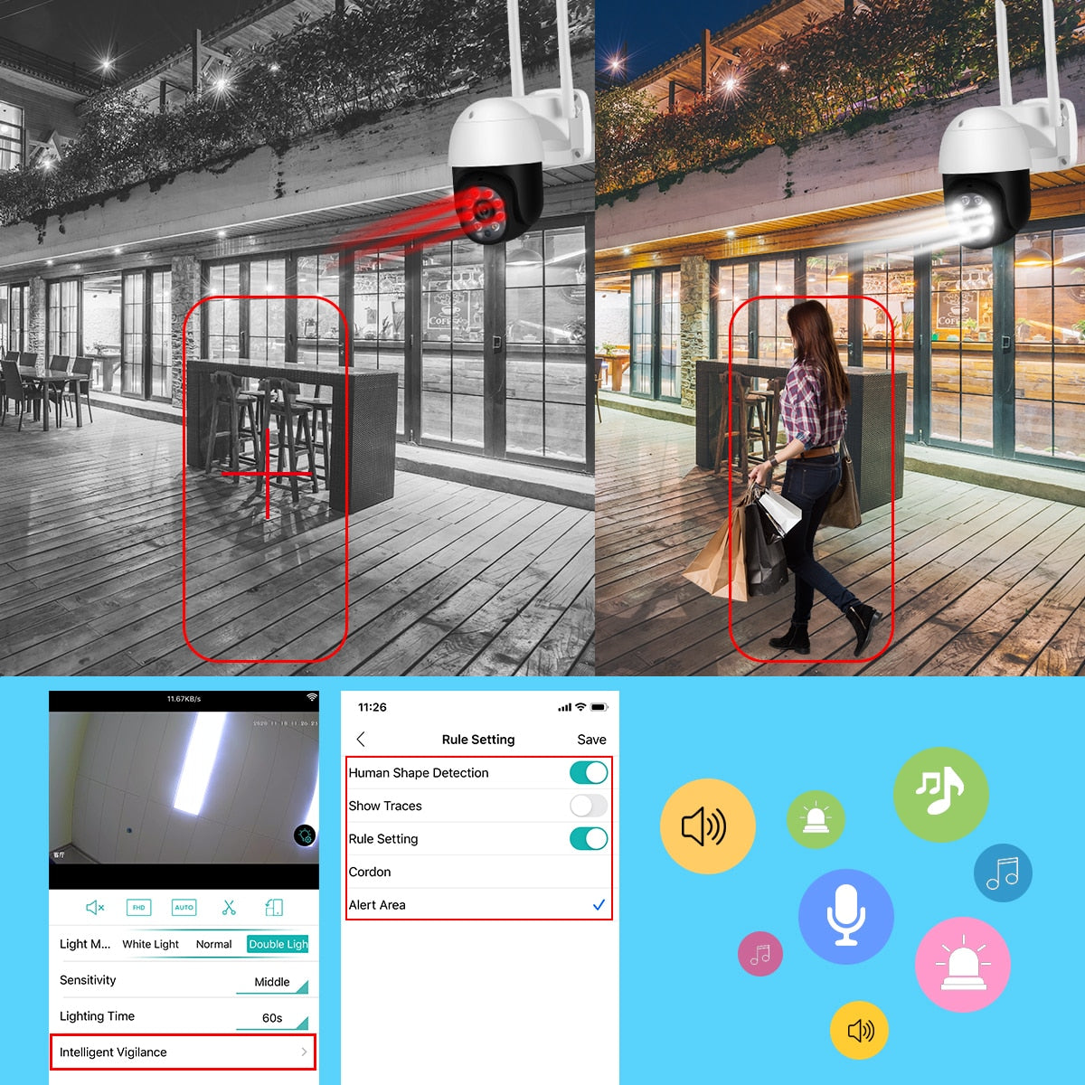 PTZ WIFI IP Camera Outdoor 4X Digital Zoom Wireless - KiwisLove