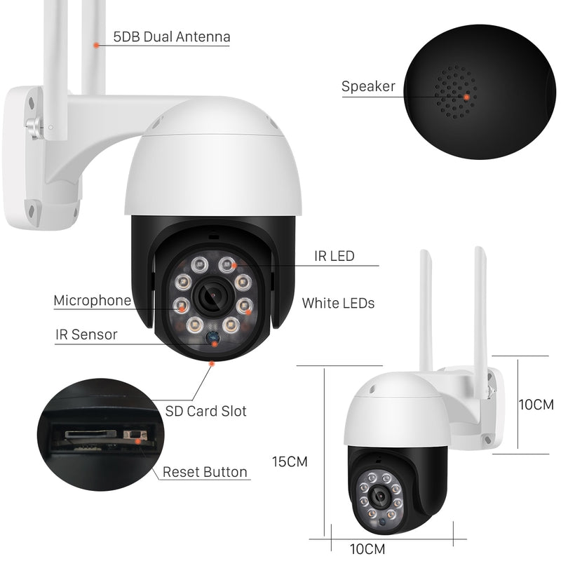 PTZ WIFI IP Camera Outdoor 4X Digital Zoom Wireless - KiwisLove