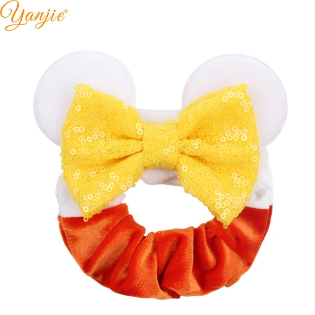 2021 New  Pretty Mouse Ears Sequins Hair Bow Women Velvet Scrunchies - KiwisLove
