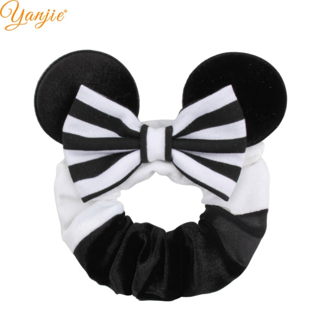 2021 New  Pretty Mouse Ears Sequins Hair Bow Women Velvet Scrunchies - KiwisLove
