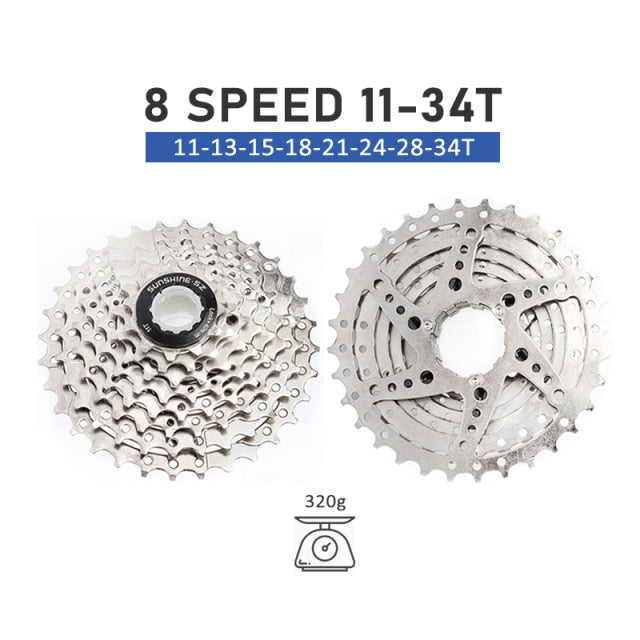 SUNSHINE Road Bike 8 9 10 11 12 Speed Velocidade 11-23T/25T/28T/30T/32T/34T Bicycle Cassette Freewheel MTB Sprocket for SHIMANO - KiwisLove