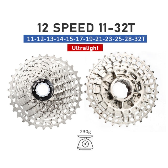 SUNSHINE Road Bike 8 9 10 11 12 Speed Velocidade 11-23T/25T/28T/30T/32T/34T Bicycle Cassette Freewheel MTB Sprocket for SHIMANO - KiwisLove