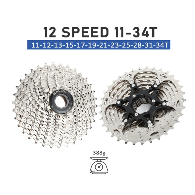 SUNSHINE Road Bike 8 9 10 11 12 Speed Velocidade 11-23T/25T/28T/30T/32T/34T Bicycle Cassette Freewheel MTB Sprocket for SHIMANO - KiwisLove