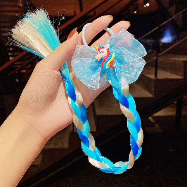 2021 New Girls Cartoon Bow Butterfly Colorful Braid Headband Kids Ponytail - KiwisLove