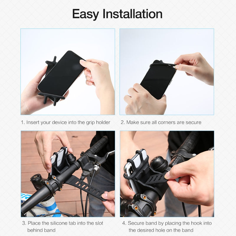Silicone Bicycle Phone Holder Non-Slip Adjustable Bike Mount Bracket Phone Holder - KiwisLove