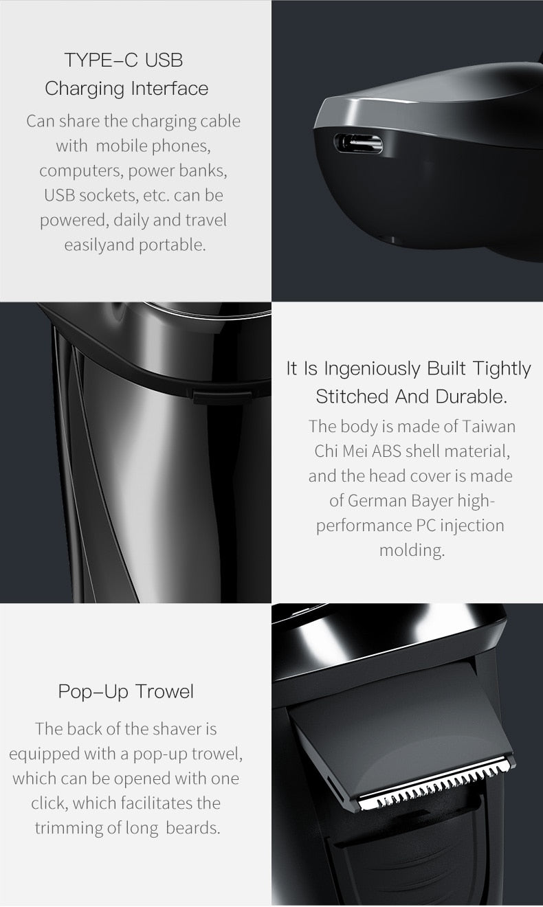 ENCHEN Rechargeable  IPX7 Waterproof Electric Shaver Men Rotary Razors - KiwisLove