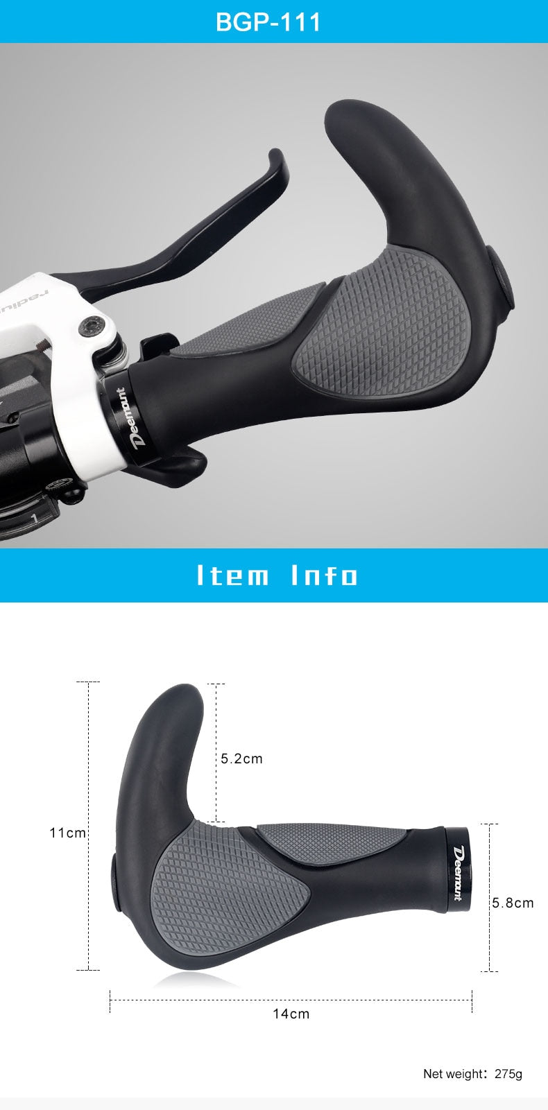 Deemount Comfy Bicycle Grips TPR Rubber Integrated MTB Cycling Hand Rest Mountain Bike Handlebar Casing Sheath Shock Absorption - KiwisLove