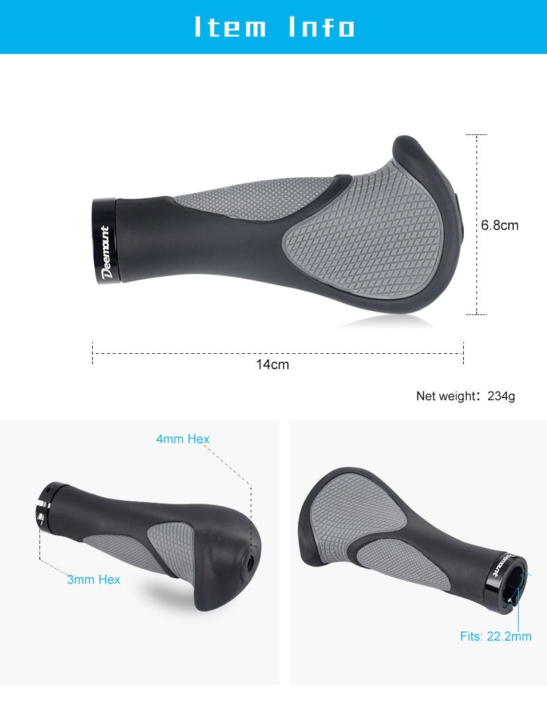 Deemount Comfy Bicycle Grips TPR Rubber Integrated MTB Cycling Hand Rest Mountain Bike Handlebar Casing Sheath Shock Absorption - KiwisLove