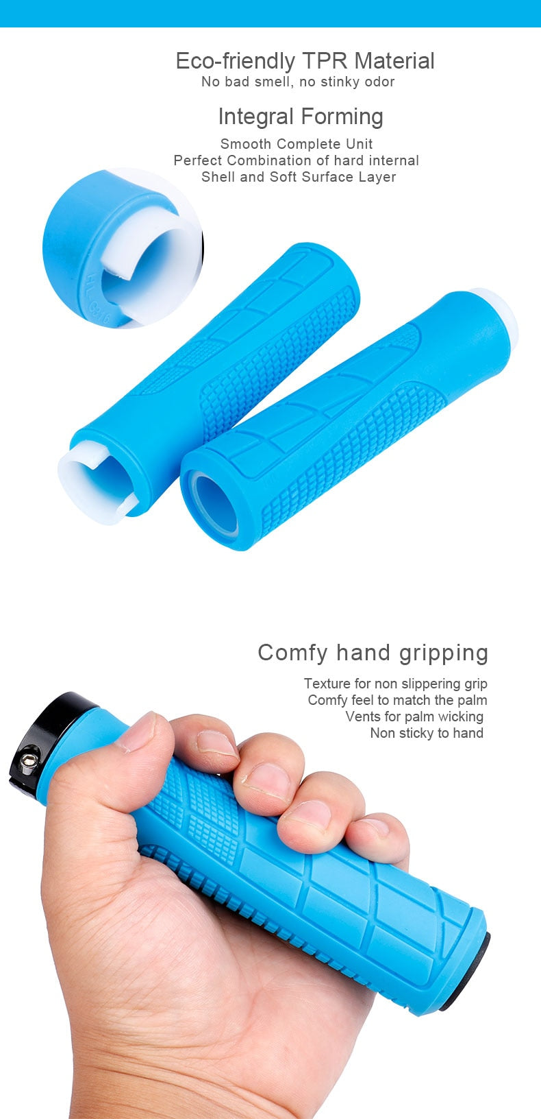 Deemount Comfy Bicycle Grips TPR Rubber Integrated MTB Cycling Hand Rest Mountain Bike Handlebar Casing Sheath Shock Absorption - KiwisLove