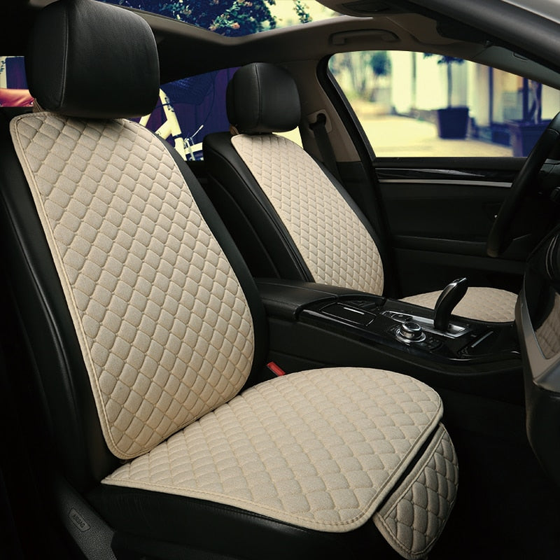 Truck SUV Van Car Flax Seat Cover Protector Front Seat Backrest Cushion Pad Mat Auto Front Interior Styling - KiwisLove