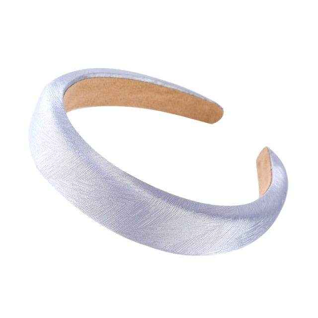 Bezel Head Silk Padded Headband for Women Solid Thick Hair Hoop - KiwisLove
