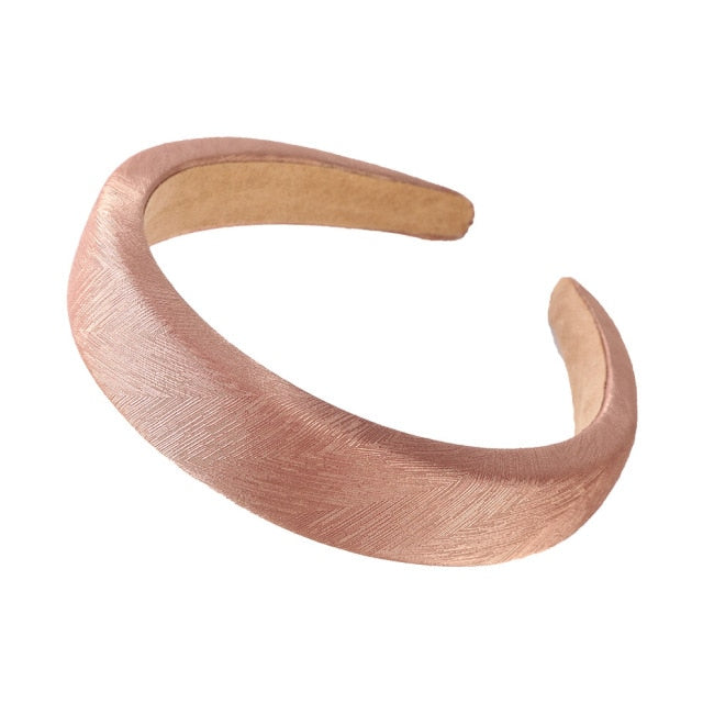 Bezel Head Silk Padded Headband for Women Solid Thick Hair Hoop - KiwisLove