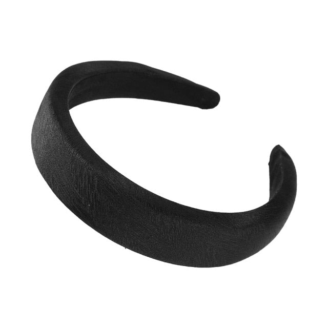 Bezel Head Silk Padded Headband for Women Solid Thick Hair Hoop - KiwisLove