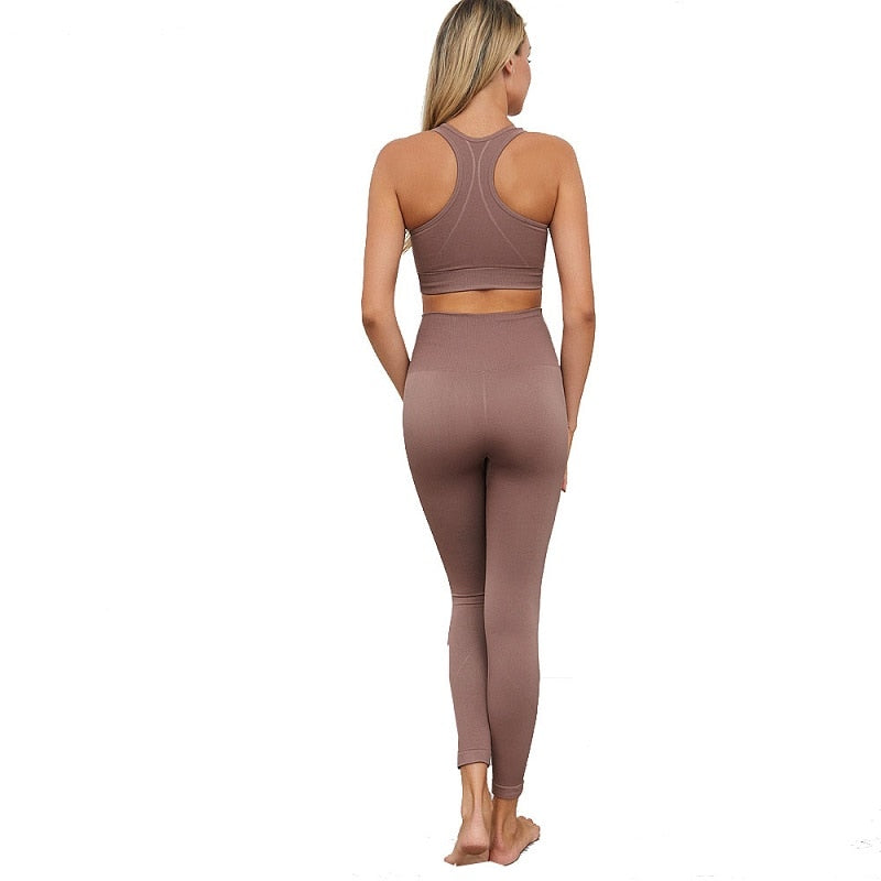 Women Yoga Set Breathable Solid Vest+Leggings Pants Fitness Running  Gym - KiwisLove