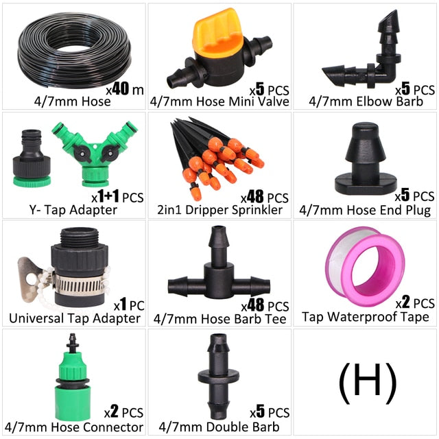 Drip Irrigation Kit 1/4'' Hose 360 Degree Adjustable Dripper Spray Watering - KiwisLove