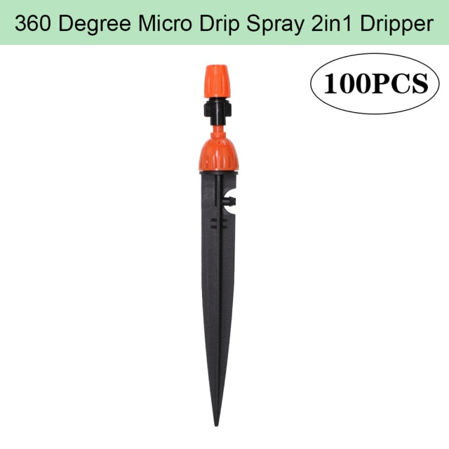 Drip Irrigation Kit 1/4'' Hose 360 Degree Adjustable Dripper Spray Watering - KiwisLove