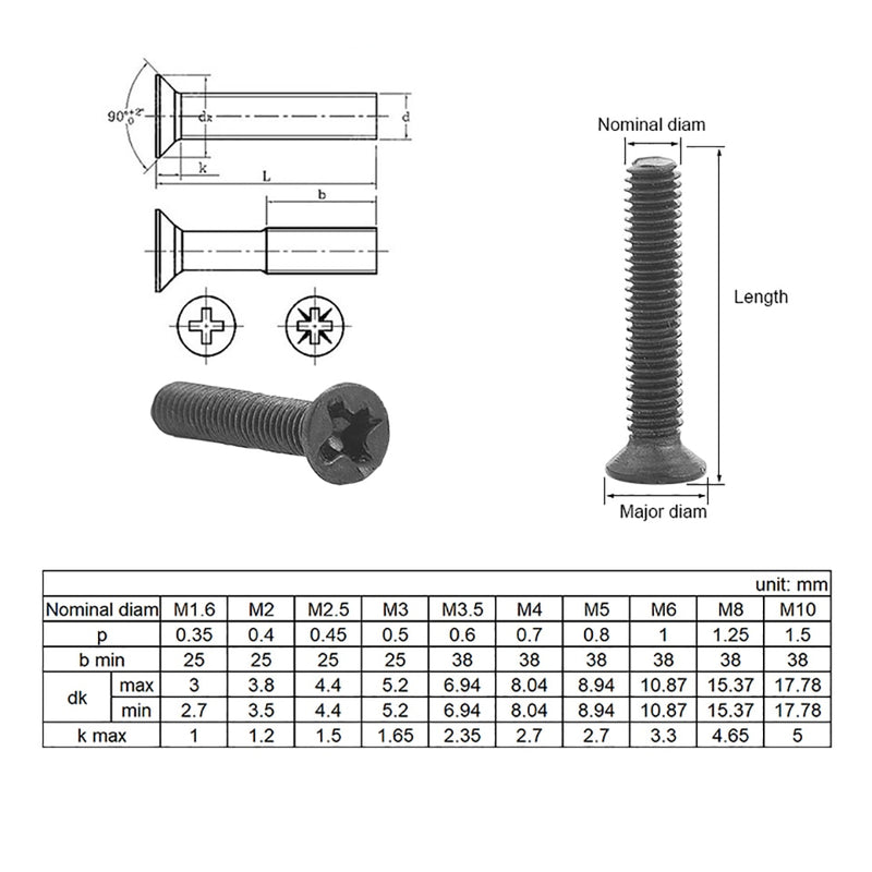 720pcs countersunk flat head phillips mini screw computer notebook laptop - KiwisLove