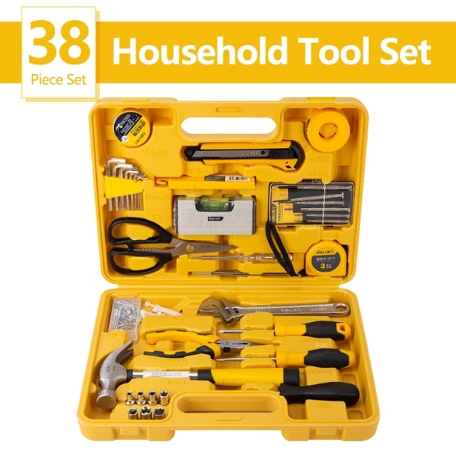 DELI Hand Tool Set Household Hand Tool Set With Storage Tool Box Daily Maintenance Tape Measure Wrench Screwdriver Tool Set - KiwisLove