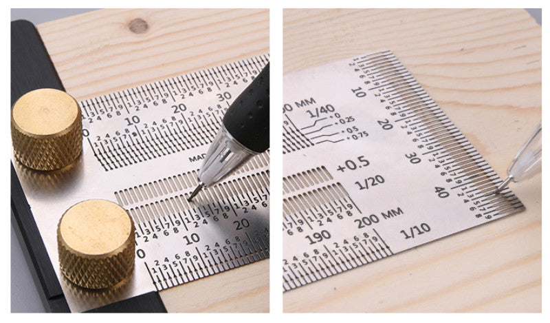 High-Precision Scale Ruler T-Type Hole  Scribing Mark Line Gauge Ruler Stainless - KiwisLove