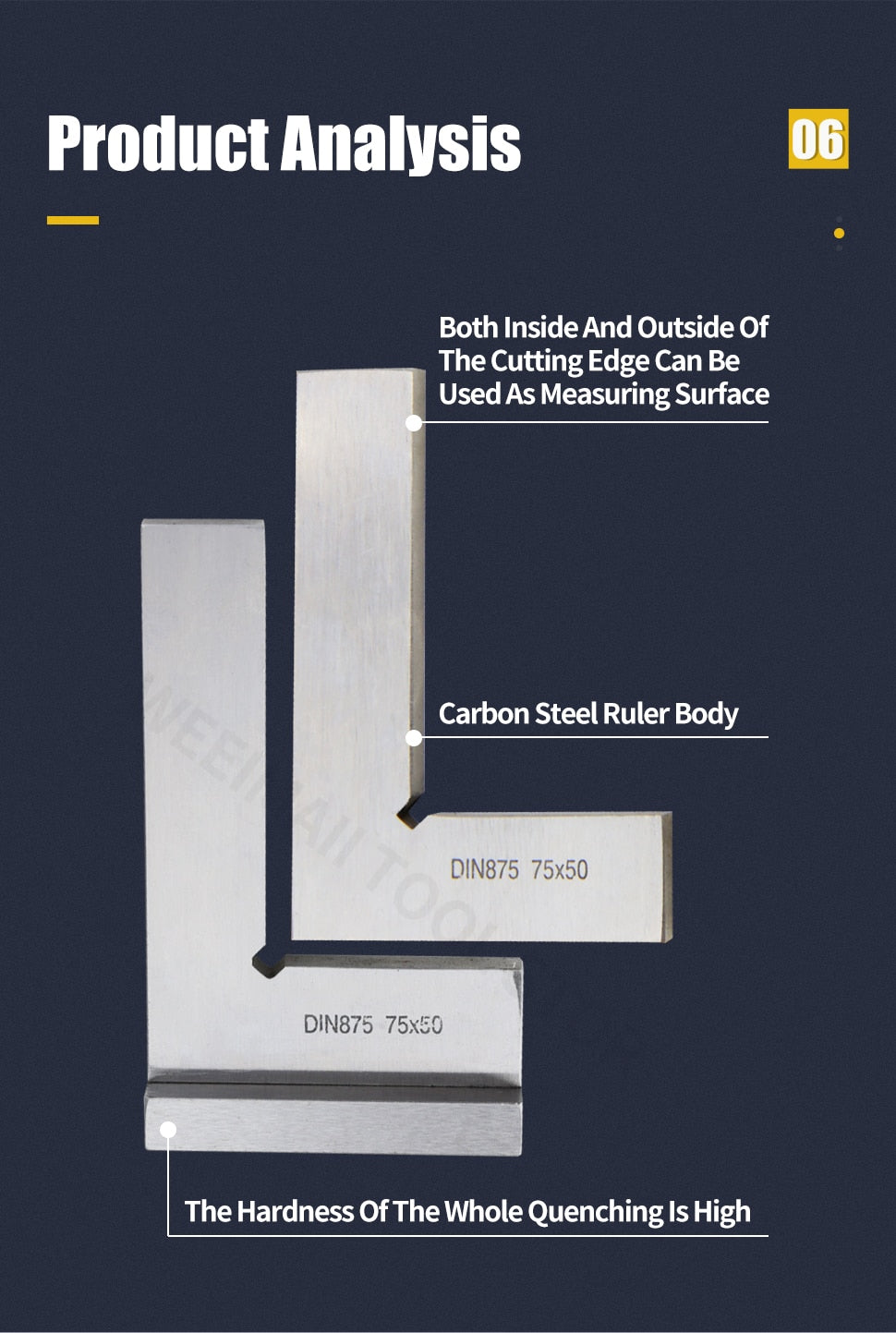 Flat Edge Square Bladed Try Square   L-shaped Carpenter's Ruler Marking Gauge Carpenter - KiwisLove
