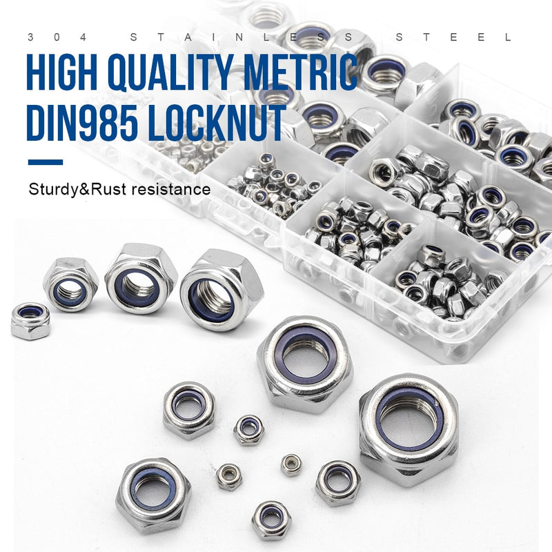 NINDEJIN 321pcs Nylon Lock Nut 304 Stainless Steel  Assortment Kit - KiwisLove