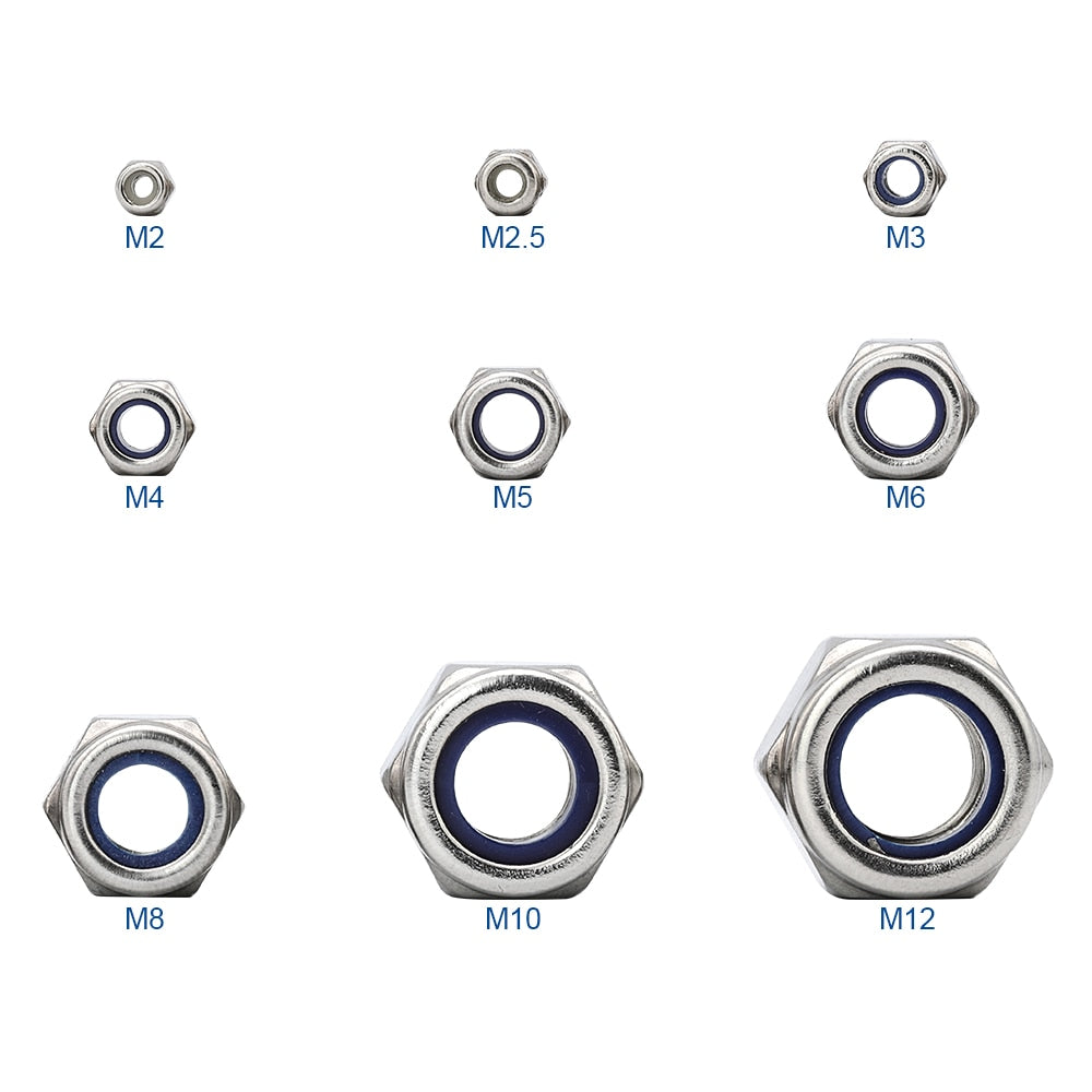 NINDEJIN 321pcs Nylon Lock Nut set 304 Stainless Steel Hex Hexagon - KiwisLove
