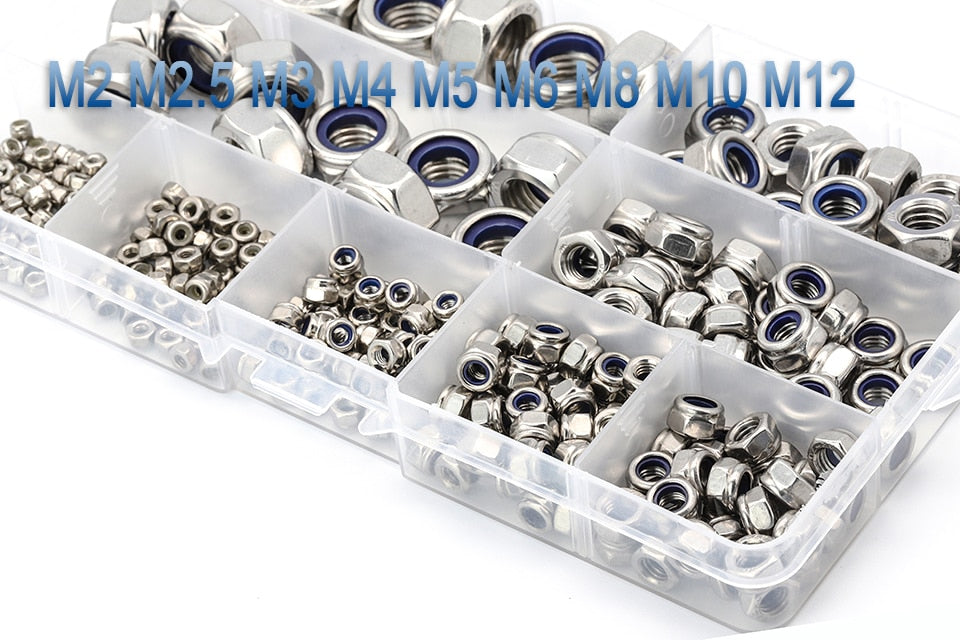 NINDEJIN 321pcs Nylon Lock Nut 304 Stainless Steel  Assortment Kit - KiwisLove