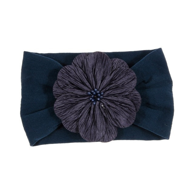 Soft Stretch Satin Rose Flower Baby Headband Newborn Knot Wide Nylon Headwraps T - KiwisLove