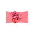Soft Stretch Satin Rose Flower Baby Headband Newborn Knot Wide Nylon Headwraps T - KiwisLove