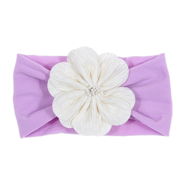 Soft Stretch Satin Rose Flower Baby Headband Newborn Knot Wide Nylon Headwraps T - KiwisLove
