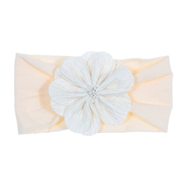 Soft Stretch Satin Rose Flower Baby Headband Newborn Knot Wide Nylon Headwraps T - KiwisLove