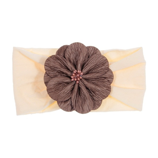 Soft Stretch Satin Rose Flower Baby Headband Newborn Knot Wide Nylon Headwraps T - KiwisLove
