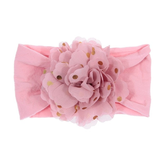Soft Stretch Satin Rose Flower Baby Headband Newborn Knot Wide Nylon Headwraps T - KiwisLove