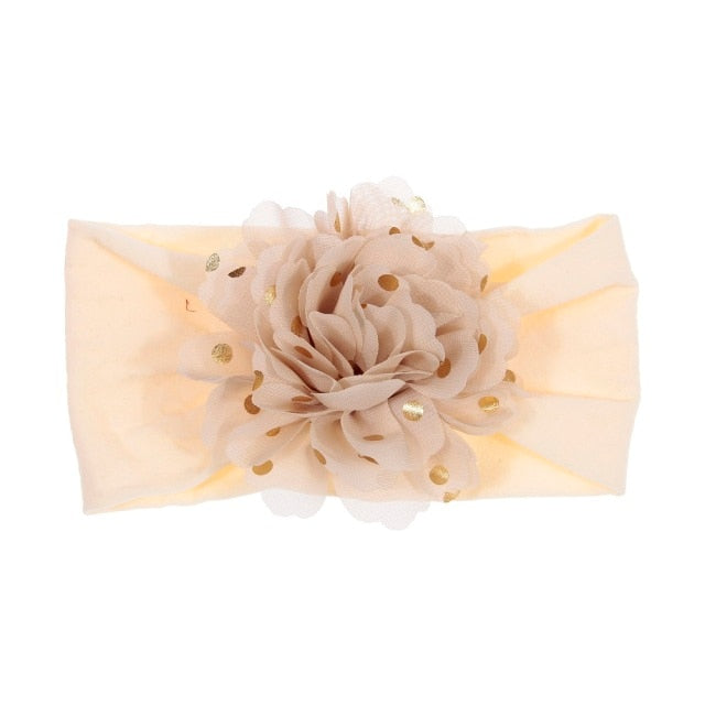 Soft Stretch Satin Rose Flower Baby Headband Newborn Knot Wide Nylon Headwraps T - KiwisLove