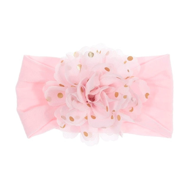 Soft Stretch Satin Rose Flower Baby Headband Newborn Knot Wide Nylon Headwraps T - KiwisLove