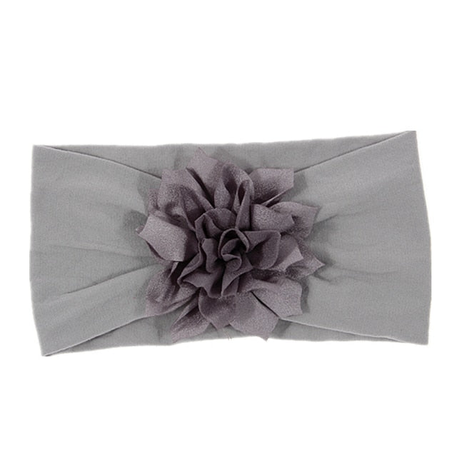 Soft Stretch Satin Rose Flower Baby Headband Newborn Knot Wide Nylon Headwraps T - KiwisLove