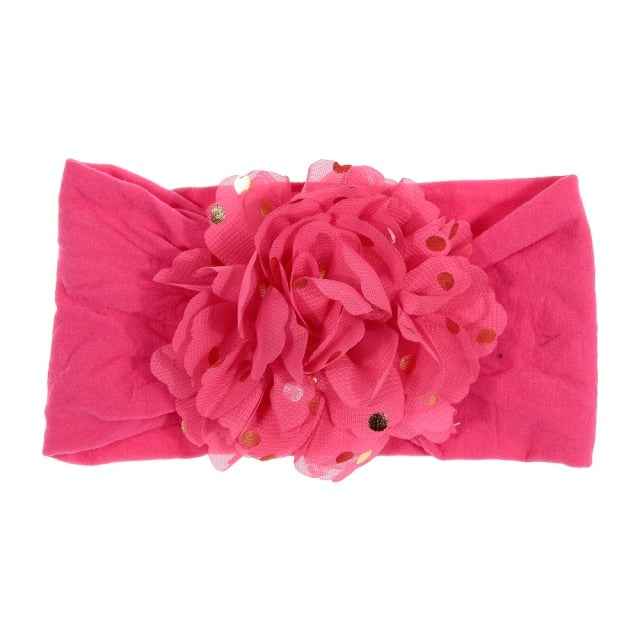 Soft Stretch Satin Rose Flower Baby Headband Newborn Knot Wide Nylon Headwraps T - KiwisLove