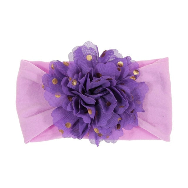 Soft Stretch Satin Rose Flower Baby Headband Newborn Knot Wide Nylon Headwraps T - KiwisLove