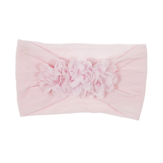 Soft Stretch Satin Rose Flower Baby Headband Newborn Knot Wide Nylon Headwraps T - KiwisLove